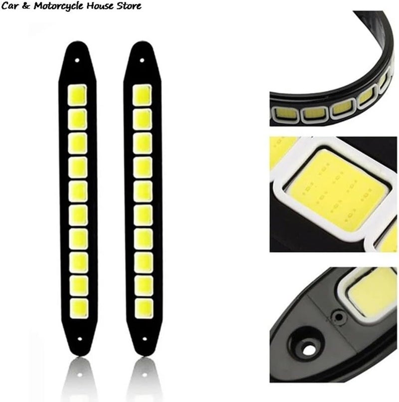 YSY 2Pcs Flexible Car LED Daytime Running Light Strip High Power COB DRL Fog Lights Driving Lamp Waterproof White 12V (Style 1) - Image 3